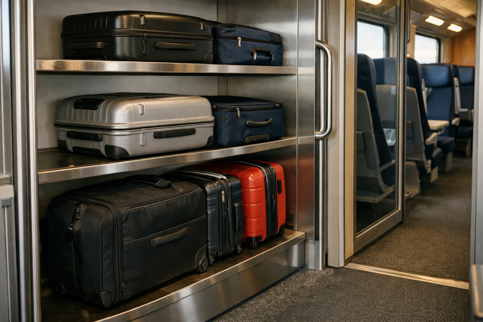 Dedicated luggage storage area in a Germany train carriage.