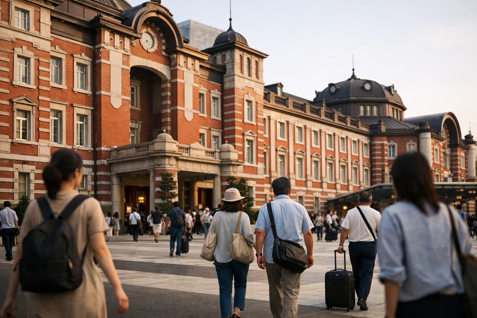 Tokyo Station exterior with architectural detail, signaling major rail network reliability.