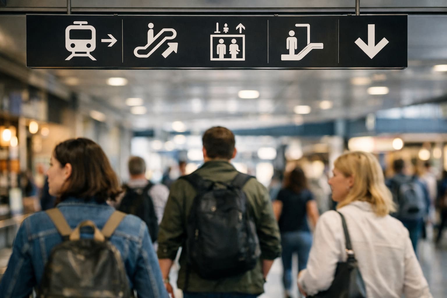 Tokyo station wayfinding signage helping travelers choose the correct platform.